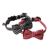 Kattenhalsband met strik Zwart Streep (Denim)