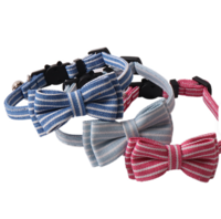 Kattenhalsband met strik Licht Blauw Streep (Denim)
