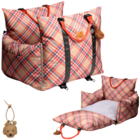 Dogs&Co Luxe Honden autostoel  Royal+  Beige Check  Waterproof Limited Edition