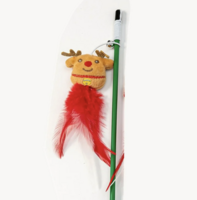 Christmas Cat Teaser Toy &ndash; Kerstspeeltje voor katten - Rudolf groene strik
