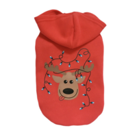 Honden Kerst Hoodie Rood -  Rudolf Light