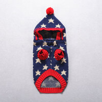 Gebreide Winter Hondentrui met capuchon Blauw &quot;stars&quot;