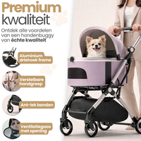 Dogs&amp;Co&reg; Hondenbuggy Deluxe  Pink - Opvouwbaar - Premium banden - RVS - Hond &amp; Kat - Hondenwagen - Huisdierenwagen