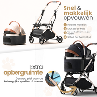 Dogs&amp;Co&reg; Hondenbuggy Deluxe  Pink - Opvouwbaar - Premium banden - RVS - Hond &amp; Kat - Hondenwagen - Huisdierenwagen