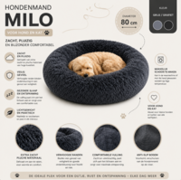 MILO Hondenmand 80 cm - Donut Hondenbed voor Hond en Kat - Zacht Pluche - Donkergrijs