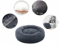 MILO Hondenmand 80 cm - Donut Hondenbed voor Hond en Kat - Zacht Pluche - Donkergrijs