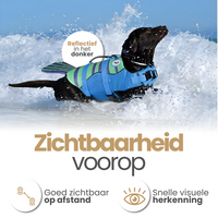 Honden Zwemvest Garnaal &ndash; Veiligheidsvest voor Honden &ndash; Met Handvat &ndash; Verstelbaar &ndash; Groen