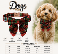 Dogs&amp;Co Luxe Hondenhalsband met Strik &ndash; Rood Geruit Design &amp; Ros&eacute;gouden Gesp
