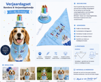 Honden Verjaardag Set &ndash; Verjaardagshoedje &amp; Bandana &ndash; It&rsquo;s My Birthday &ndash; Blauw