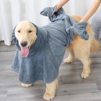 Honden-badjas-super-absorberend-grijs-Hondenhanddoek