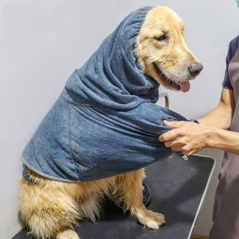 Honden-badjas-super-absorberend-grijs-Hondenhanddoek