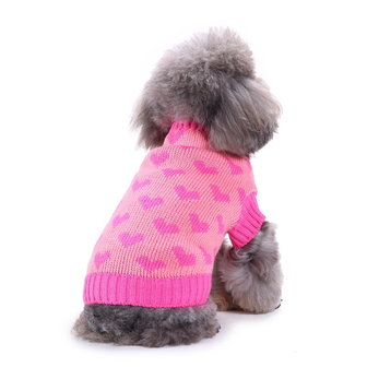 Gebreide hondentrui Pink met hartjes - geschikt voor kleine honden
