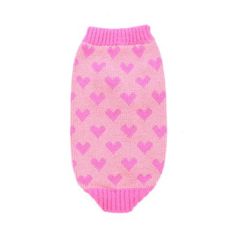 Gebreide hondentrui Pink met hartjes - geschikt voor kleine honden