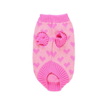 Gebreide hondentrui Pink met hartjes - geschikt voor kleine honden