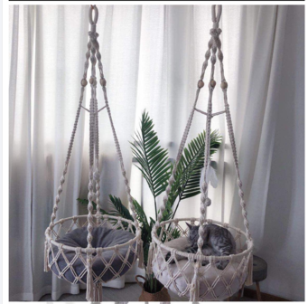 Cats&amp;Co Hangmand macrame GRIJS kussen 