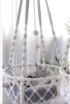 Cats&amp;Co Hangmand macrame GRIJS kussen 