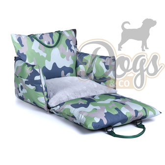 Dogs&Co Luxe Honden autostoel  Royal+  Camouflage Groen Waterproof  
