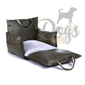 Dogs&Co Luxe Honden autostoel Leather Look Royal+  Olive