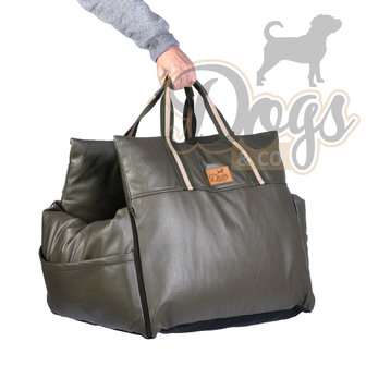 Dogs&Co Luxe Honden autostoel Leather Look Royal+  Olive