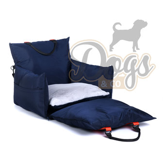 Dogs&amp;Co Luxe Honden autostoel  Royal+  NAVY Waterproof  