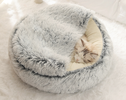 Kattenmand - Luxe Kattenbed - Kattenkussen - Donut - 65cm - Grijs