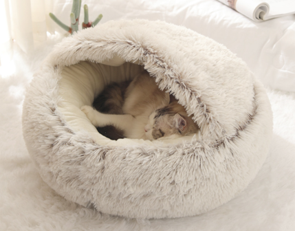 Kattenmand - Luxe Kattenbed - Kattenkussen - Donut - 65cm - Bruin