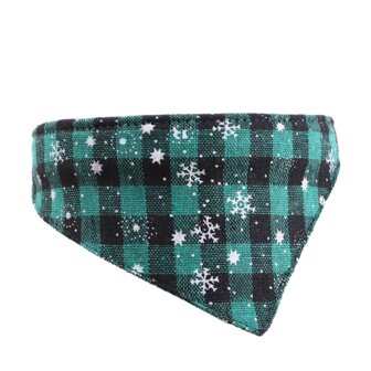 Kerst Halsband met Bandana Maat M Ruit Groen Snowflake