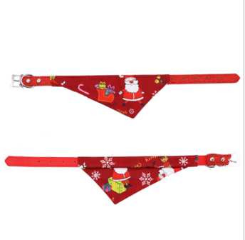 Kerst Halsband met Bandana Maat M Rood Kerstman