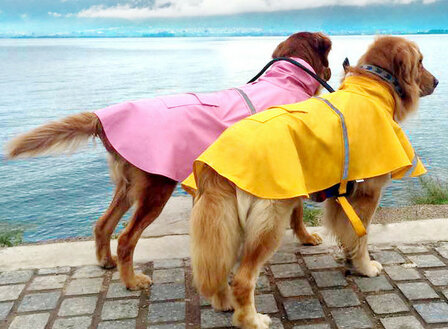 Waterproof regenjas - poncho voor honden met reflectie strip - ROZE