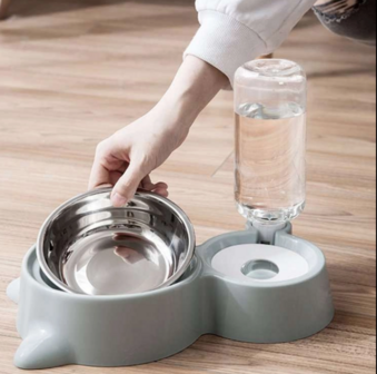 Voerbak En Automatische Waterbak Voor Kat Of Kleine Hond – Groen