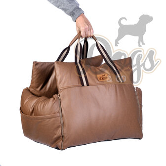 Dogs&amp;Co Luxe Honden autostoel Leather Look Royal+  Mocca