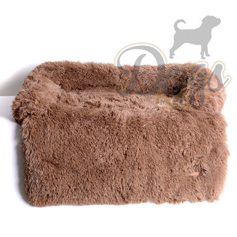 Zachte fluffy hondenmat voor bank Maat S Khaki 75x75cm
