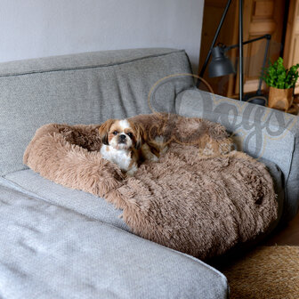 Zachte fluffy hondenmat voor bank Maat S Khaki 75x75cm