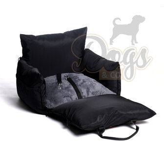 Dogs&amp;Co Luxe Honden autostoel  Royal+  ZWART Waterproof 