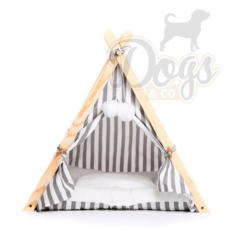 Dogs&Co Tippi Tent voor katten of kleine honden Grijs streep