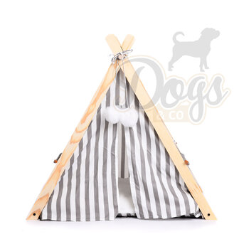 Dogs&Co Tippi Tent voor katten of kleine honden Grijs streep