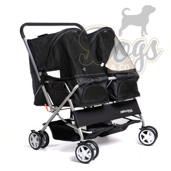 Paws&Pals Dubbele hondenbuggy  Zwart 