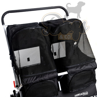 Paws&Pals Dubbele hondenbuggy  Zwart 