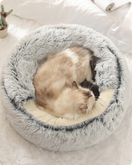 Kattenmand - Luxe Kattenbed - Kattenkussen - Donut - 65cm - Grijs