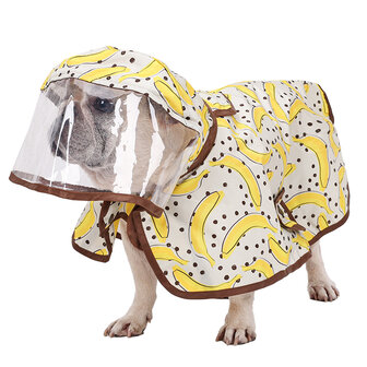 Waterproof regenjas/poncho voor honden &quot;Let&#039;s go Bananas&quot;