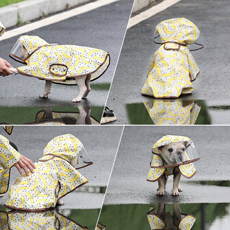 Waterproof regenjas/poncho voor honden &quot;Let&#039;s go Bananas&quot;