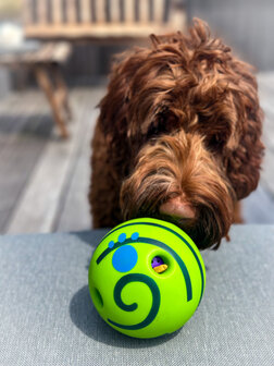 Dogs&amp;Co Interactieve speelbal - Wiebel-Giechel Speelbal voor de hond 14cm
