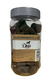 Dogs&amp;Co Snacks in Pot 500 gram -  Vleesrondo&#039;s Lam