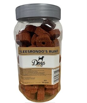 Dogs&amp;Co Snacks in Pot 500 gram -  Vleesrondo&#039;s Rund