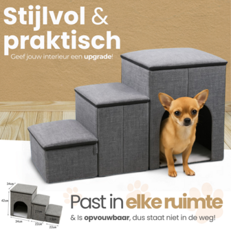 Dogs&amp;Co&reg; Hondentrap met opslagruimte Grijs