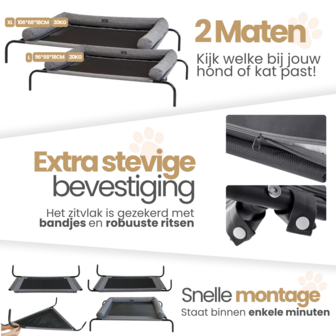 Dogs&amp;Co Hondenstretcher met bolster maat L 96*68*18CM