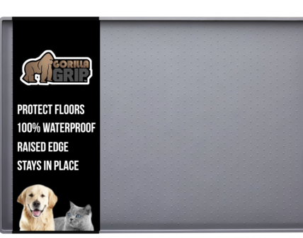 Antislip Voermat voor Huisdieren met Verhoogde Randen 48x30cm GRIJS
