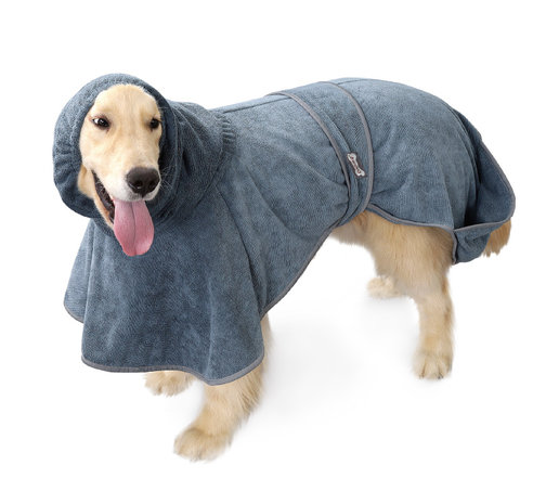 Honden-badjas-super-absorberend-grijs-Hondenhanddoek