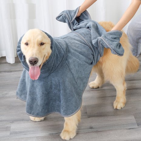 Honden-badjas-super-absorberend-grijs-Hondenhanddoek