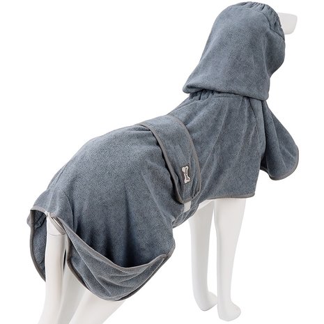 Honden-badjas-super-absorberend-grijs-Hondenhanddoek